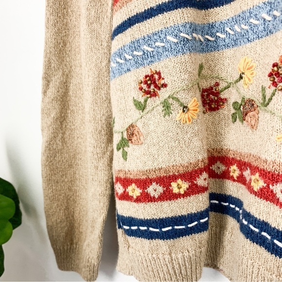 Vtg. 90s Rollneck Alfred Dunner Embroidered Crewneck Sweater Sz L - Picture 5 of 6